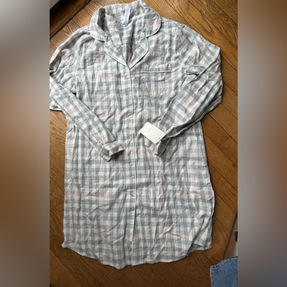 Night gown plaid shirt size medium nwtags cozy flannel grey pattern
